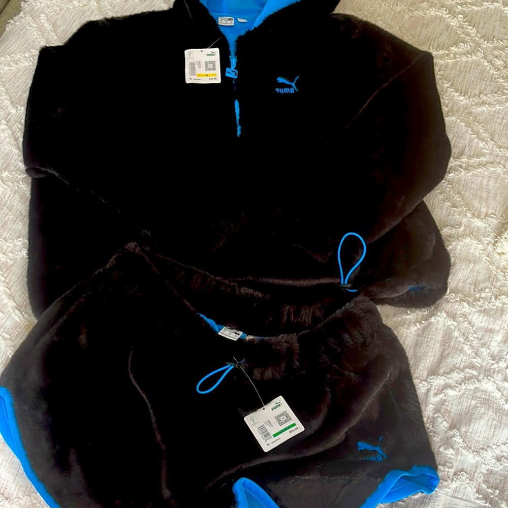 NWT Puma set /Black fur/Size L (shorts) med (top)